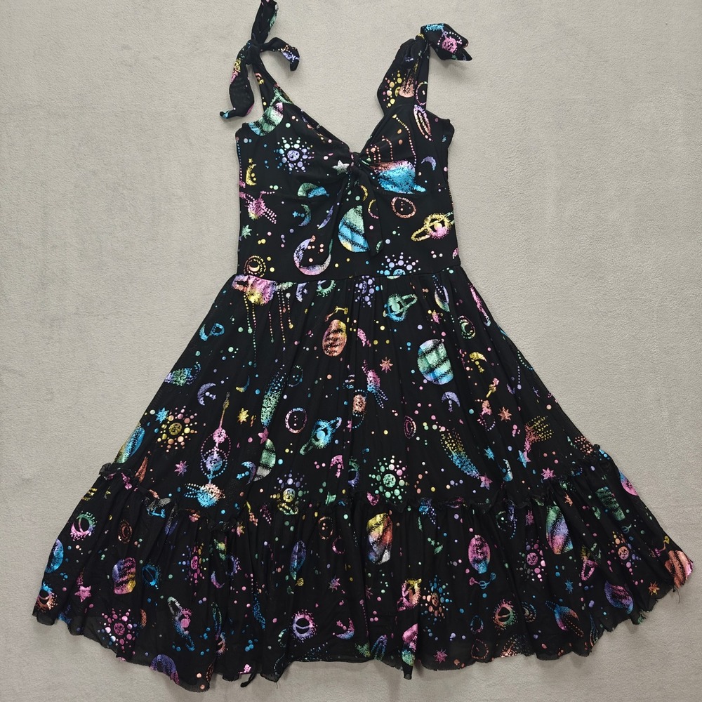 BlackMilk Rainbow Universe Sweet Tie Short Dress Womens XS Mesh Whimsigoth Space